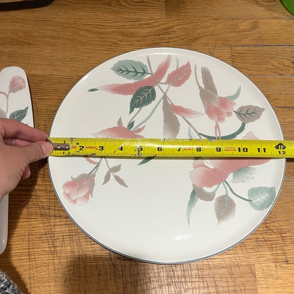 Mikasa Ceramic Cake Plate Server Set Silk Flowers Pattern - Picture 3 of 5